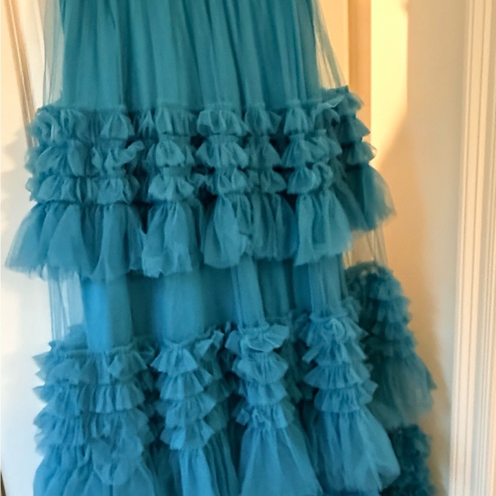 Chic Teal Layered Maxi Dress - Picture 3 of 3